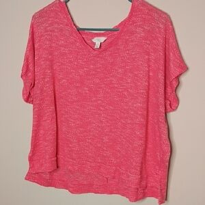 Time and Tru Women's Bright Pink Short Sleeve Top